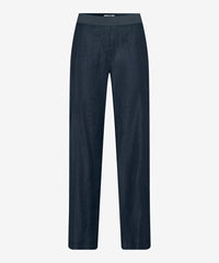 Gina Bacconi Navy Brax Pam Linen Stretch Wide Leg Culotte