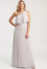 Revie London Grey Anastasia One Shoulder Maxi Dress