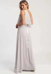 Revie London Grey Anastasia One Shoulder Maxi Dress