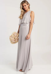 Revie London Grey Anastasia One Shoulder Maxi Dress