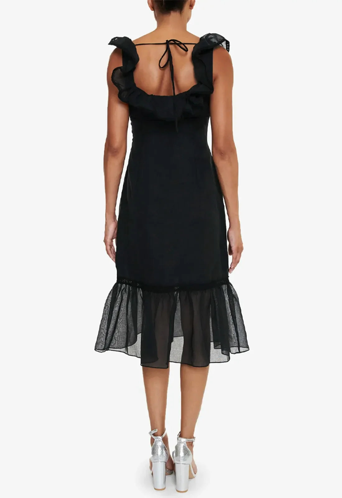 True Decadence Black Linen Midi Dress