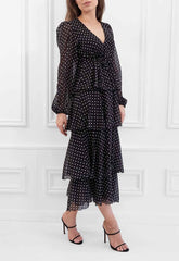 Honor Gold Black Serena Polka Dot Midi Dress