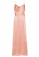 True Decadence Peach Satin Cowl Neck Maxi Dress