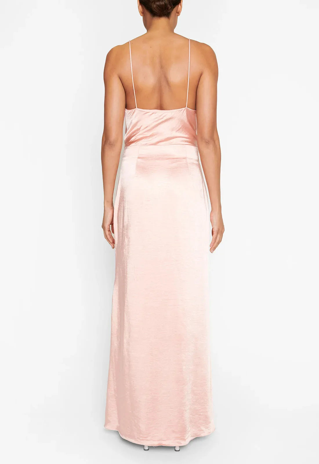 True Decadence Peach Satin Cowl Neck Maxi Dress