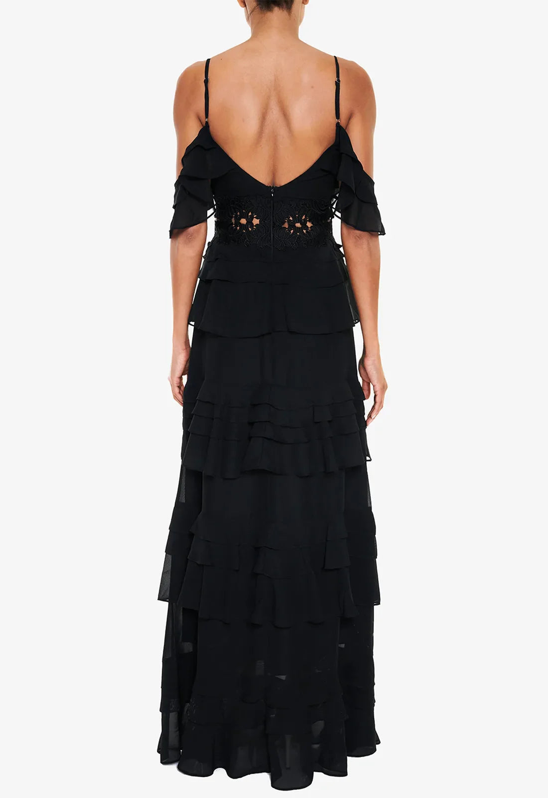 True Decadence Black Maxi Crochet Maxi Dress
