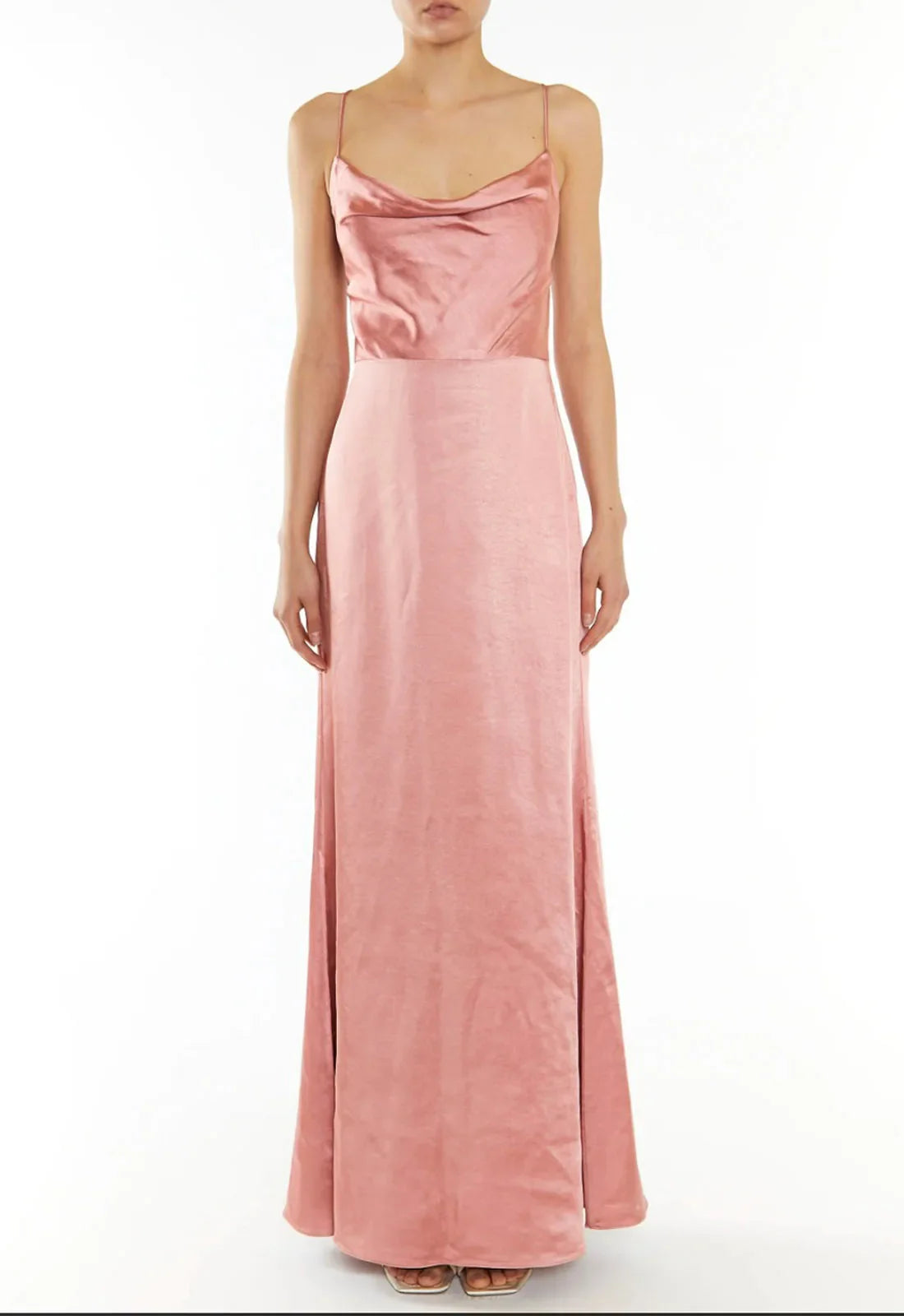 True Decadence Vivian Dusty Peach Cowl-Neck Bias Cut Maxi Dress